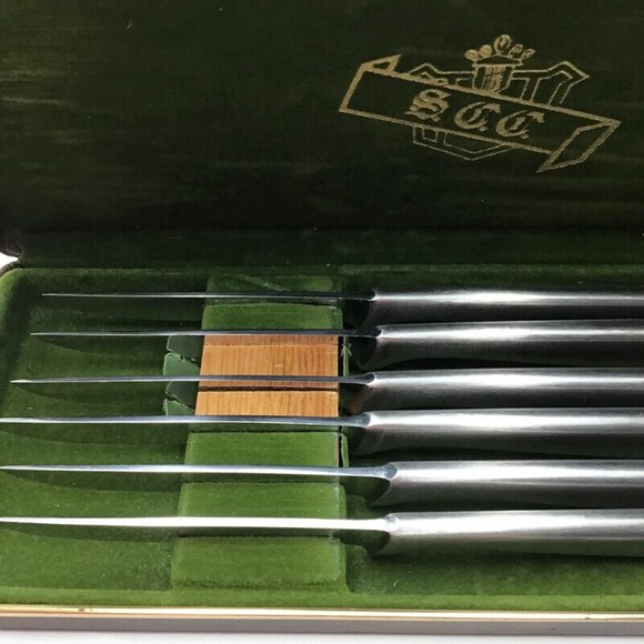 Supreme Cutlery Corp Knives Set of 5 Vintage Stainless Steel + Case S.C.C. Italy - Picture 6 of 10